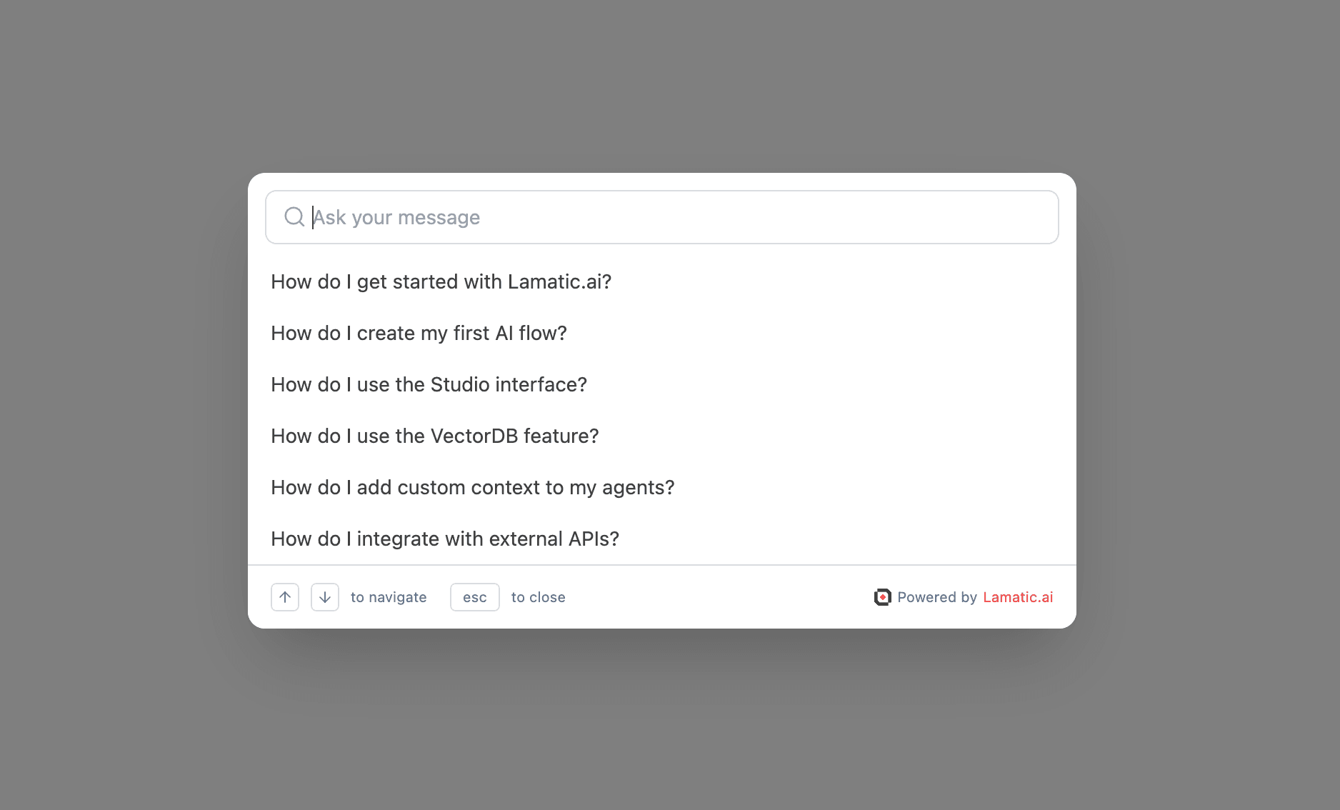 Ask Widget - initial state